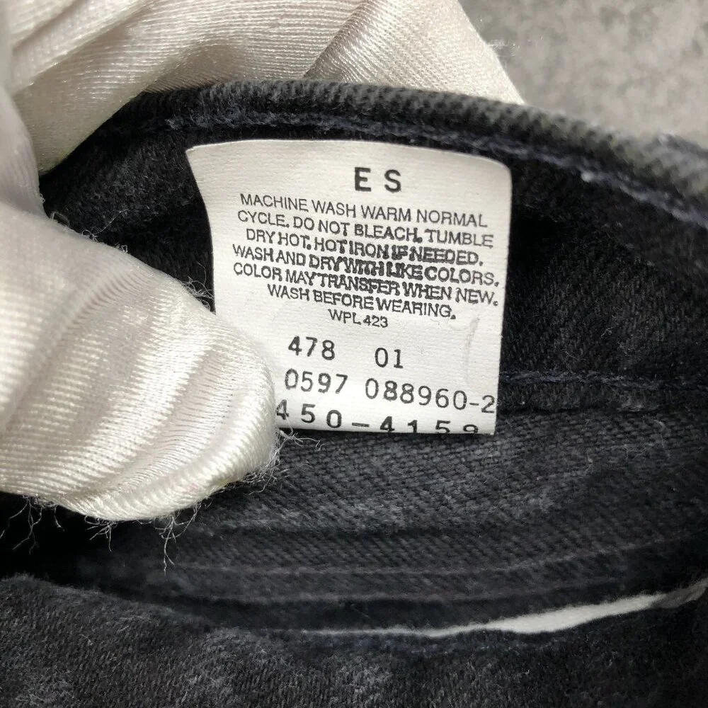 Vintage‎ Levi's Youth Kids Size 8 Slim Black Jeans Straight Stone Wash Rigid